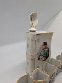 Limoges Porcelæn Napoleon Bog-Karaffel Sæt med Seks Glas