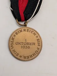Tysk 1. Oktober 1938 Medalje (Sudetenland-medalje) med bånd