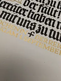 Hasso Freischlad, Kalligrafisk Tryk, Adolf Hitler Tale 1. September 1939
