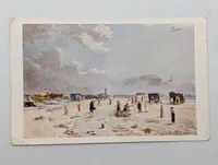 Vintage Skagen Badeliv Beach Scene Art Postcard
