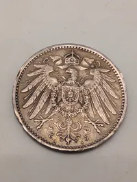 1915 German Empire 1 Mark Silver Coin, Berlin Mint