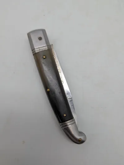 Vintage Rostfrei Lommekniv med Hornskæfte og Graveret Klinge