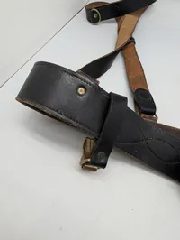 Vintage Dansk Politi  læderpistolhylster med bælte og skulderrem