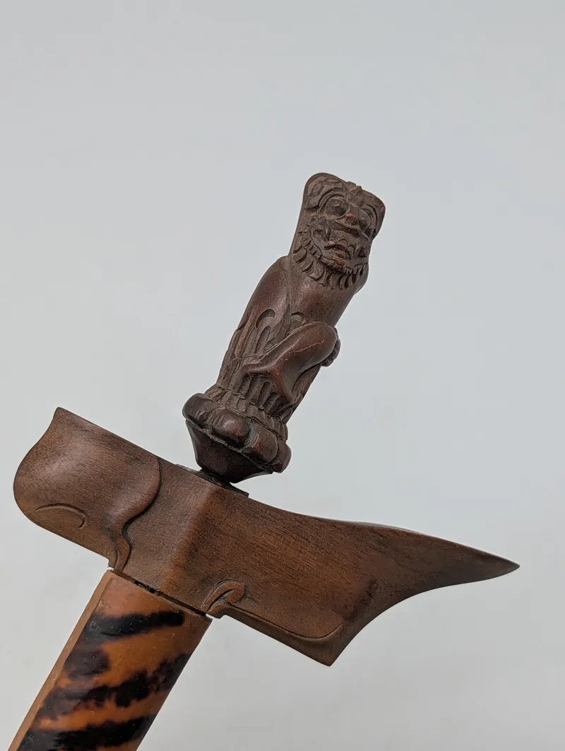 Child Indonesian Keris Dagger with Carved Figural Hardwood Hilt