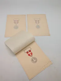 A. Michelsen, tre originale akvareltegninger til medaljer, 1931