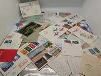 Samling af olympiske postkort, frimærker og memorabilia