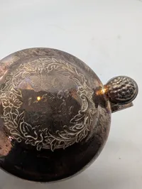 Antique Silver-Plated Lidded Tankard with Repoussé Scrollwork