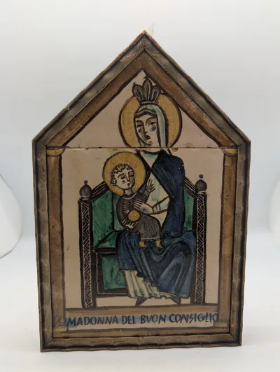 Italiensk Majolika Relief, Madonna del Buon Consiglio