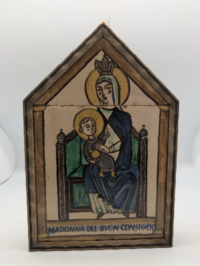 Italiensk Majolika Relief, Madonna del Buon Consiglio