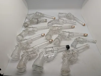 Samling af vintage glaspistolerspiritus