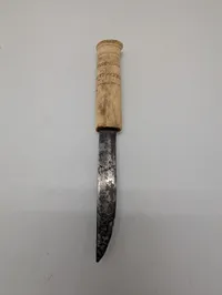 Antique Sami Puukko Knife with Carved Reindeer Bone Handle