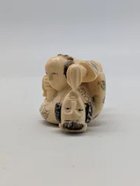 Antik JAPANESE HAND CARVED EROTIC NETSUKE FIGURES EDO / MEIJI PERIODE 