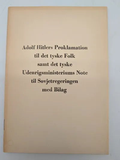 Adolf Hitlers Proklamation til det tyske Folk, dansk udgave