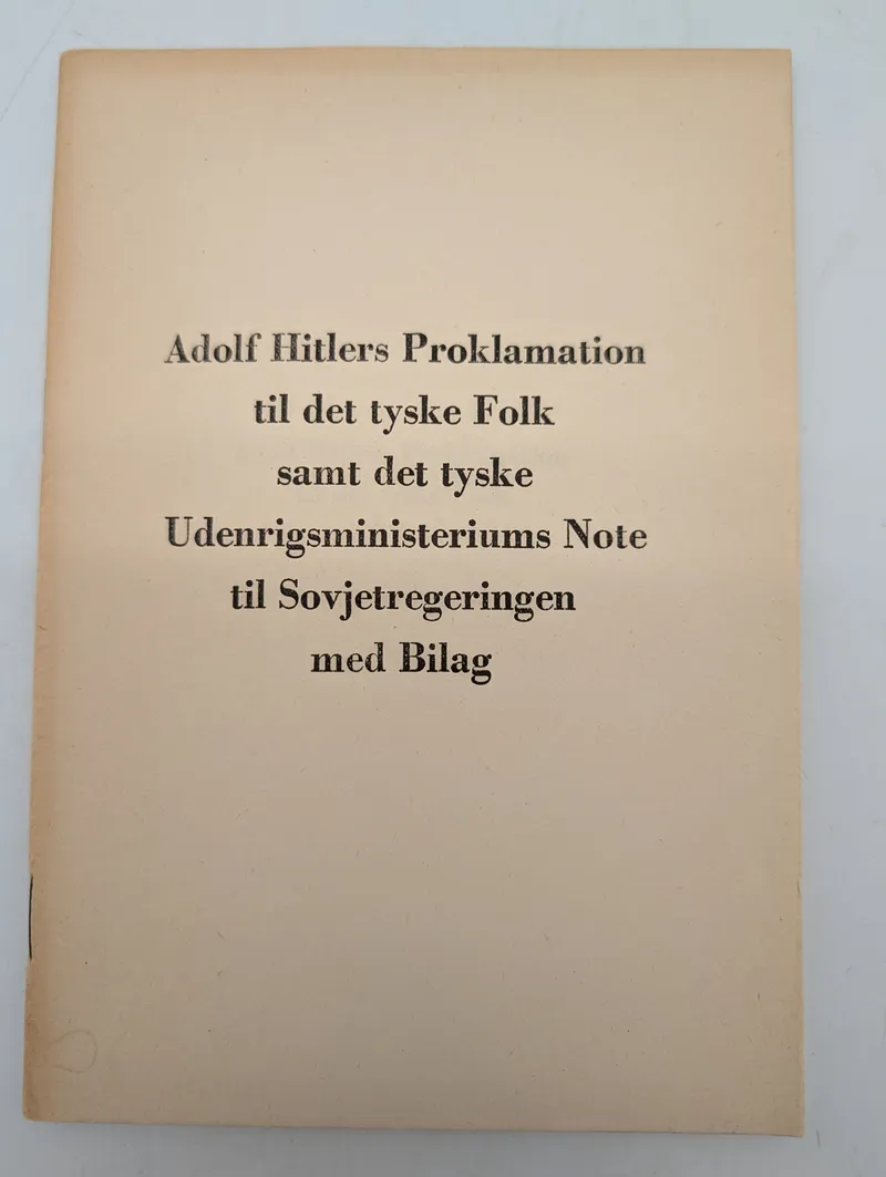 Adolf Hitlers Proklamation til det tyske Folk, dansk udgave