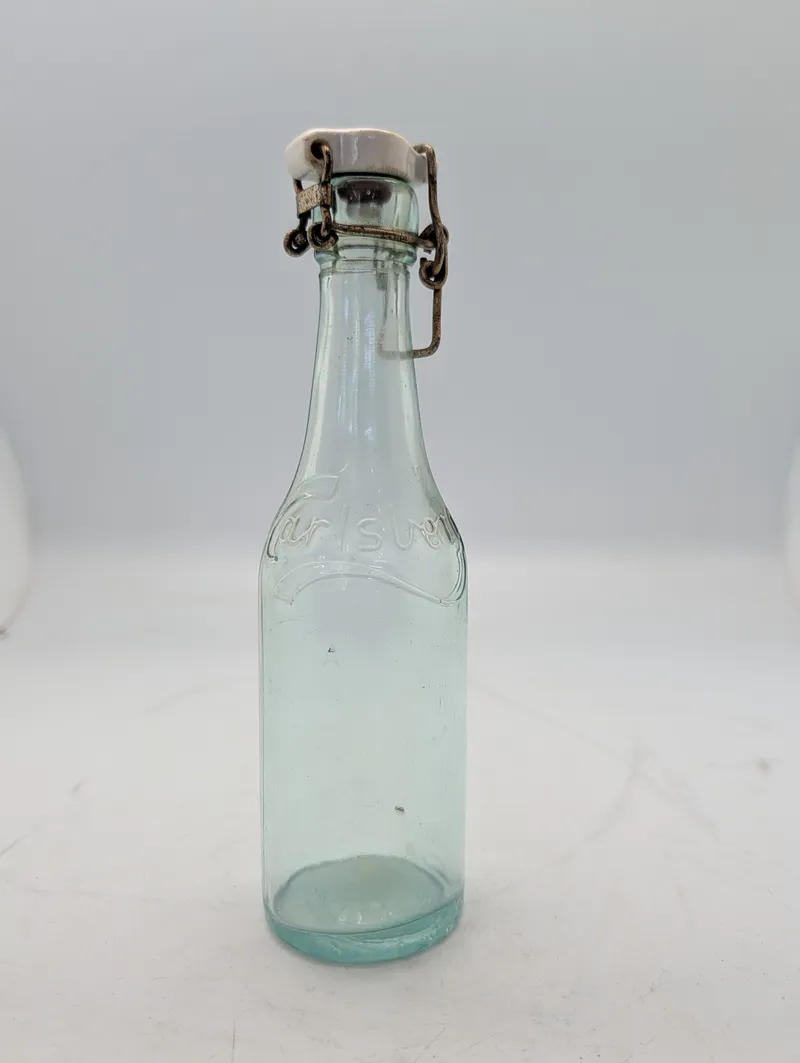 Vintage Carlsberg Glass Beer Bottle with Porcelain Swing Top Stopper