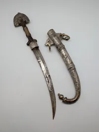 Antique Omani Khanjar Dagger with Silver Filigree Scabbard
