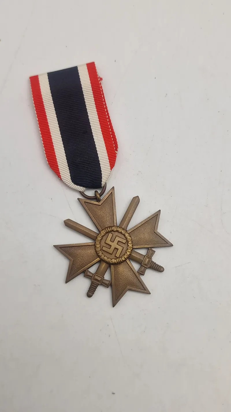 WWII German War Merit Cross 2nd Class with Swords — Bronze, Original Ribbon