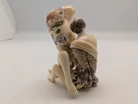 Antik JAPANESE HAND CARVED EROTIC NETSUKE FIGURES EDO / MEIJI PERIODE