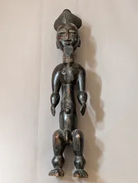 Hand-Carved African Baule Male Ancestor Figure in Dark Hardwood
