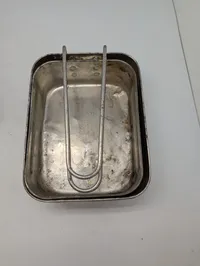 Militært mess kit med to aluminiumsbakker og lærredstaske Engelsk WW2 