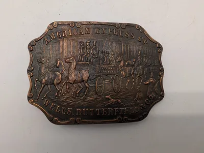 Vintage American Express Co. Wells Butterfield & Co. Stagecoach Belt Buckle