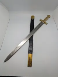 Dansk m1854 gravkors  Infantry Short Sword with Brass Hilt and Scabbard Mounts