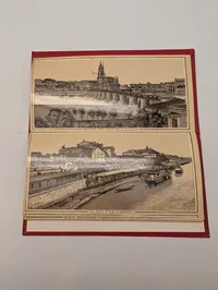 Antik Dresden Souvenir Leporello med Litografiske Prospekter