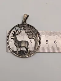 Vintage Silver-Tone Stag and Tree Openwork Circular Pendant