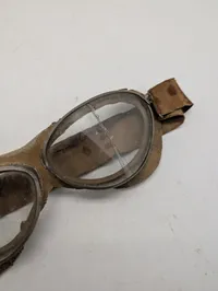 Vintage flyverbriller med læderkant og elastikrem