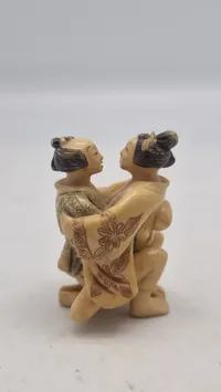 Antik JAPANESE HAND CARVED EROTIC NETSUKE FIGURES EDO / MEIJI PERIODE 