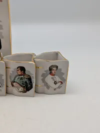 Limoges Porcelæn Napoleon Bog-Karaffel Sæt med Seks Glas