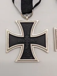 Pair of Prussian 1914 Iron Cross 2nd Class Medals with Ribbons POSTWAR