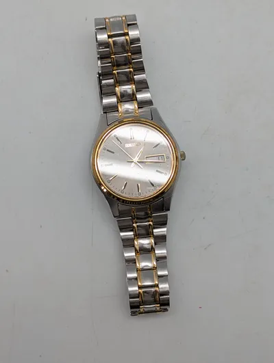 Seiko Two-Tone Stainless Steel Day-Date Quartz Wristwatch