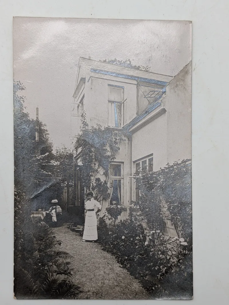 Early 20th Century Real Photo Postcard of a Woman in a Garden