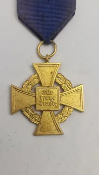 WWII German 40-Year Faithful Service Medal - Gold Grade with Ribbon