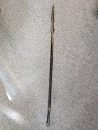 African Tribal Spear with Hand-Forged Iron Blade and Dark Wood Shaft