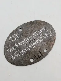 Tysk WWII Erkennungsmarke - Rgt. Stab Estn. SS Leg. (Estisk Legion)