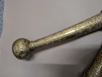Burmese Silver Dha Sword with Inscribed Steel Blade