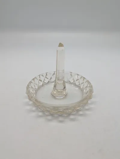 Vintage Cut Glass Crystal Ring Holder Dish