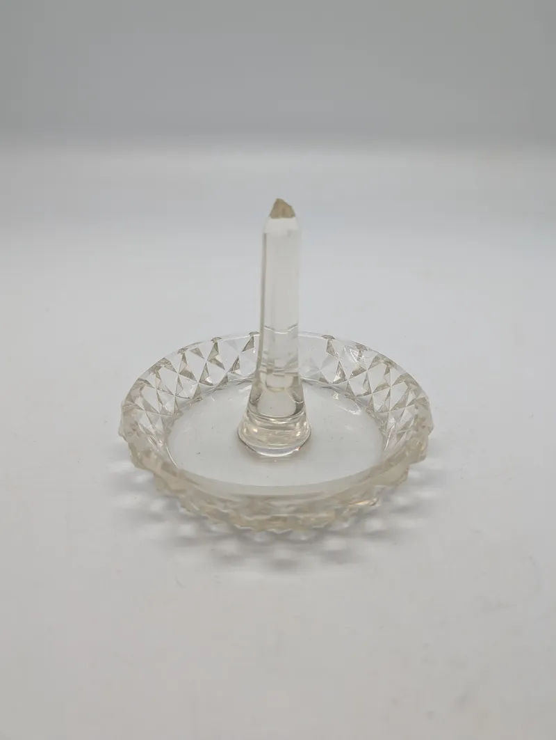 Vintage Cut Glass Crystal Ring Holder Dish