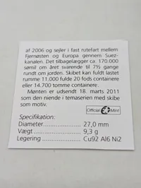 Den Kongelige Mønt 20 Kroner 2011 Emma Mærsk Skibsmønt i Æske