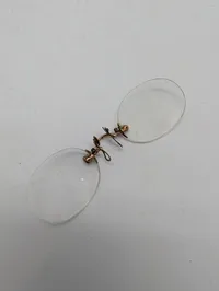 Antique Gold-Filled Rimless Pince-Nez Spectacles with Original Case