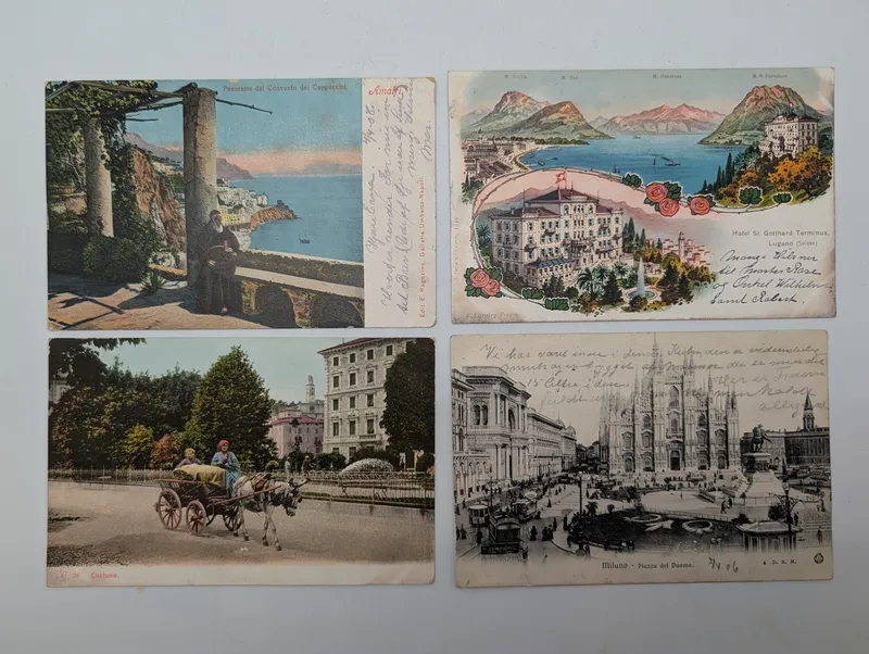 Set of Four Early 20th Century European Topographical Postcards