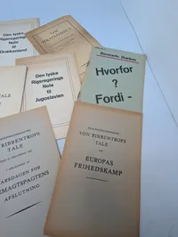 Samling af 9 danske nazistiske propaganda-pamfletter fra 2. verdenskrig