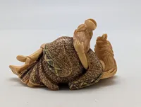Antik JAPANESE HAND CARVED EROTIC NETSUKE FIGURES EDO / MEIJI PERIODE 