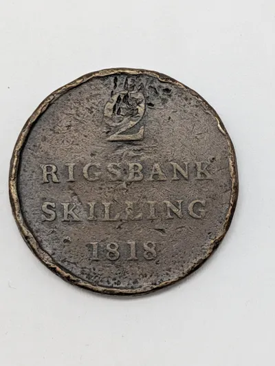 Dansk 2 Rigsbankskilling 1818, Kobbermønt