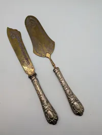 Antique Silver-Handled Cake and Pie Server Set in Presentation Case 800 sølv 