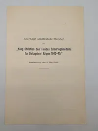 Statutter for Kong Christian den Tiendes Erindringsmedaille 1940-45