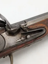 Antik Rytter flintlåspistol med træskæfte og jernbeslag Tyske stater Ca. 1750 