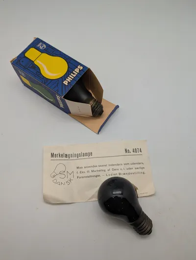 Vintage Philips Mørkelægningslampe No. 4074 Blackout Light Bulb